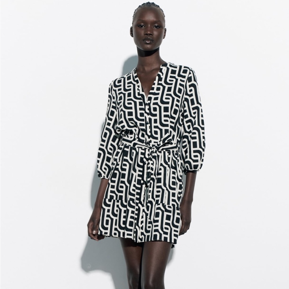 NWT Geographic linen dress Zara